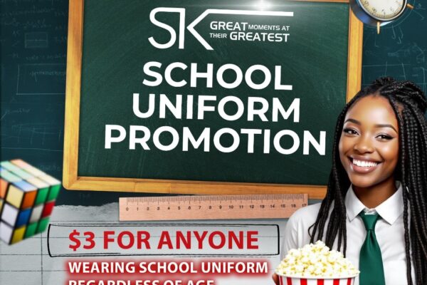 Graphic design portfolio example: A "Taco Tuesday" and "Silent Disco" flyer for Ster-Kinekor Joina City. Features a high-contrast design with a young woman in bright pink against a teal background, including event times and a $5 ticket price.