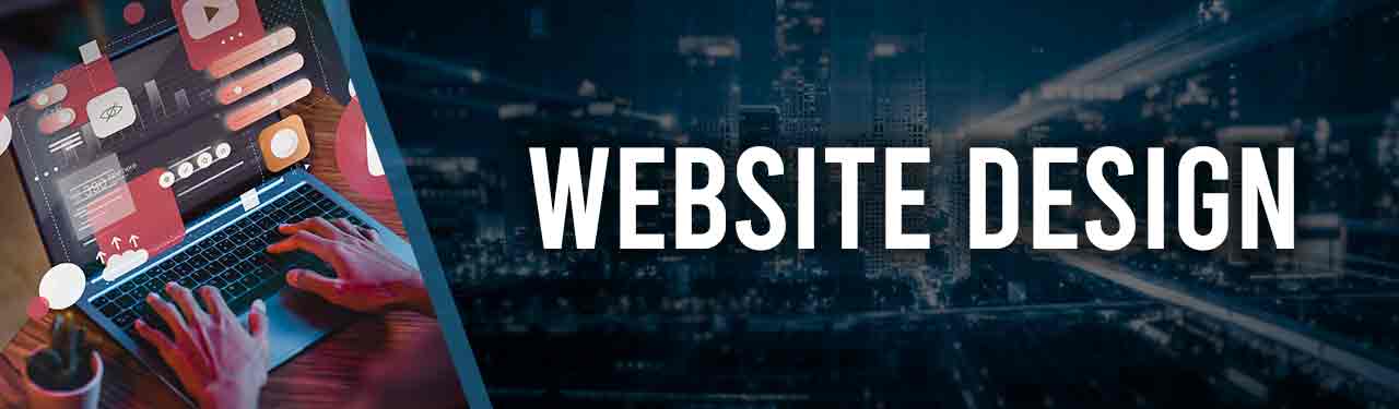 Website Design hero banner for Kakic Business featuring a person designing a modern UI on a laptop against the Harare, Zimbabwe night skyline. The visual emphasizes responsive, high-performance web development for local and international brands.